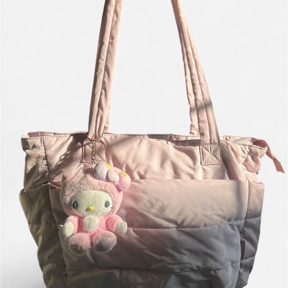 Pink Gradient Tote Bag with Plush Charm